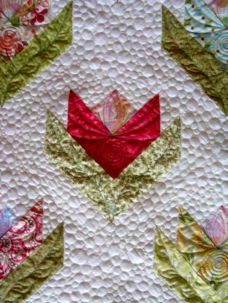 close up of Marian's flower quilt